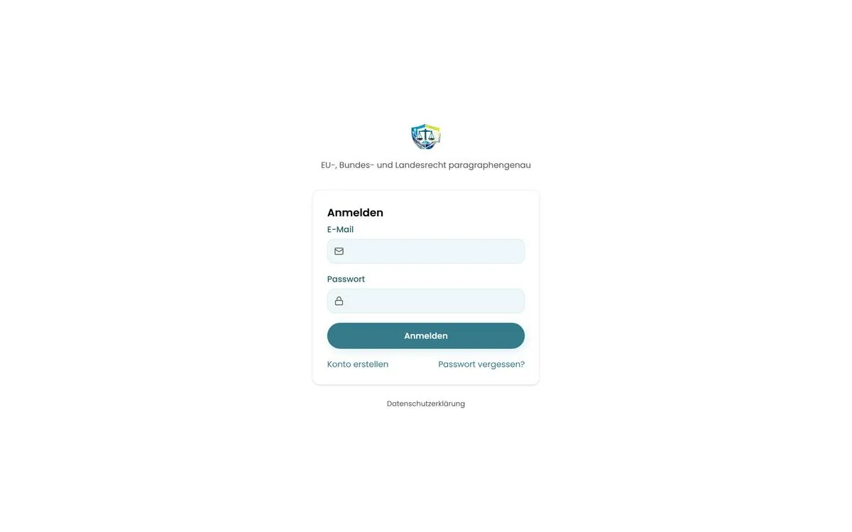 Anmeldebildschirm mit den Feldern E-Mail und Passwort