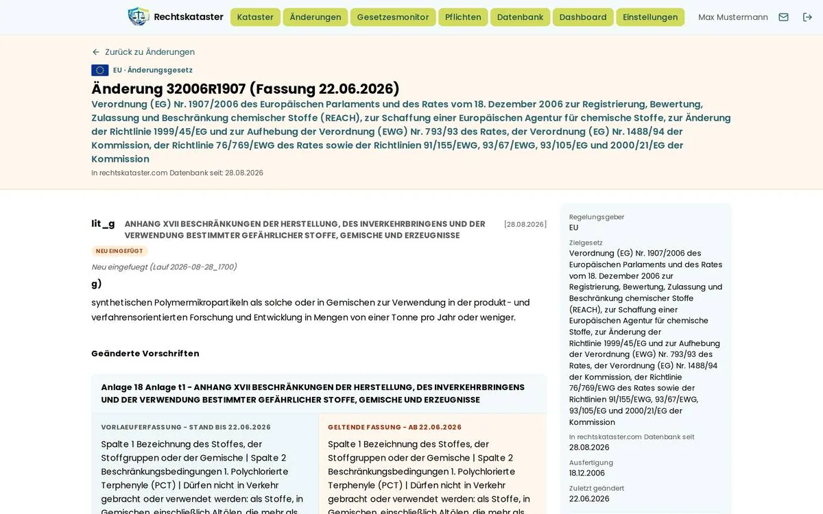 Synopse mit Gegenüberstellung von bisheriger und neuer Fassung